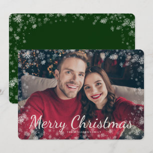Carte Joyeux Noël neige Photo Green Holiday Card
