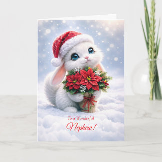 Carte Joyeux Noël Neveu Vacances Cute Lapin