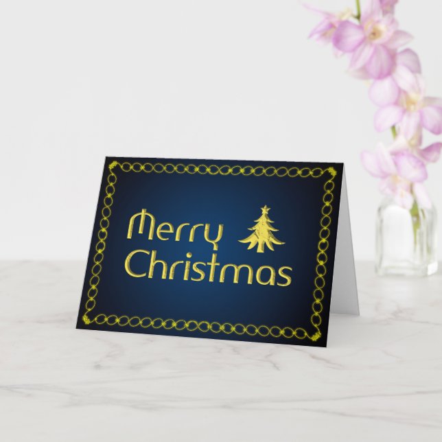 Carte Joyeux Noël noble avec un sapin de Noël doré C (Orchidée)
