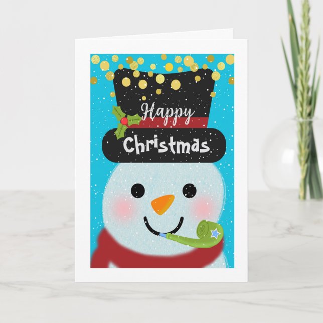 Carte Joyeux Noël Nouvel An Cute Snowman (Devant)