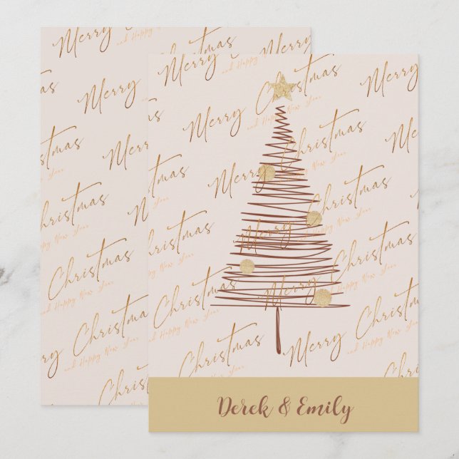 Carte Joyeux Noël Nouvel An Noël Arbre de Noël (Devant / Derrière)
