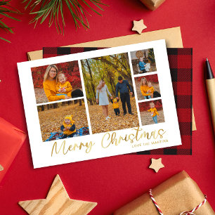 Carte Joyeux Noël Or 6 Photo Buffalo Plaid