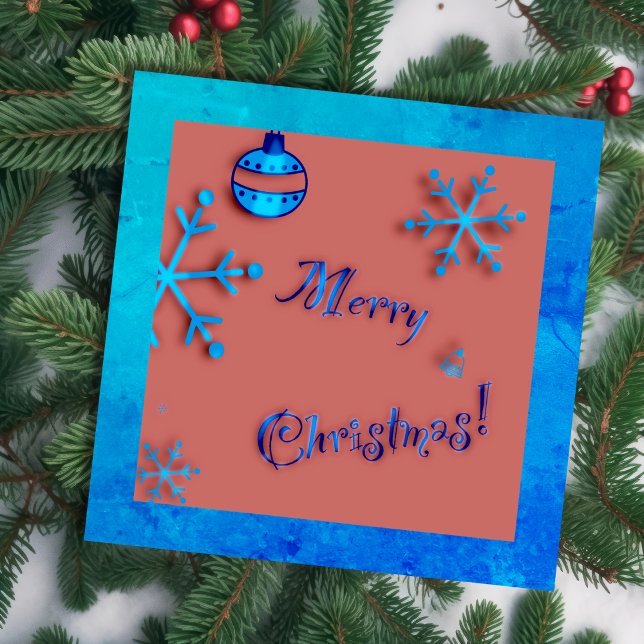 Carte Joyeux Noël, ornements et cristaux de neige (Créateur téléchargé)