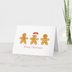 Carte Joyeux Noël pain d'épices Hommes Santa Hat