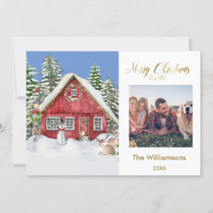 Carte Joyeux Noël Pays Scène Famille Photo