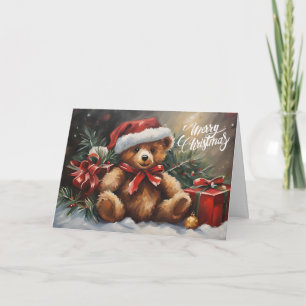 Carte Joyeux Noël Père Noël Teddy Bear