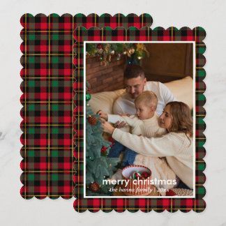 Carte Joyeux Noël Photo de famille rouge vert Fête