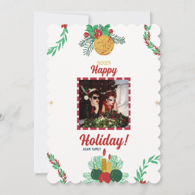 Carte Joyeux Noël Photo Holiday (Devant)