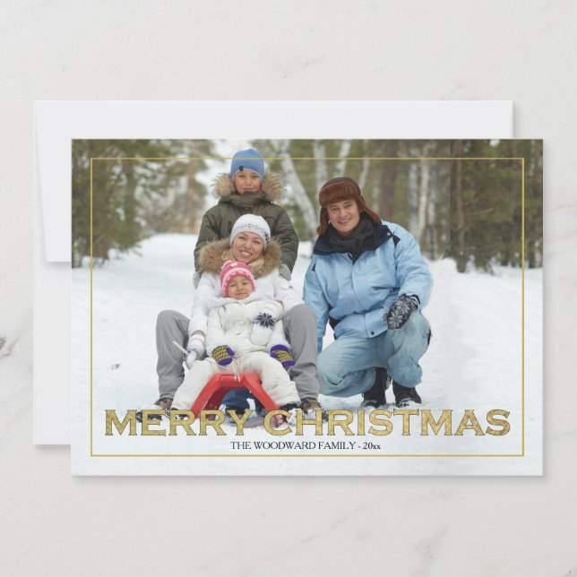 Carte Joyeux Noël Photo Holiday encadrée (Devant)