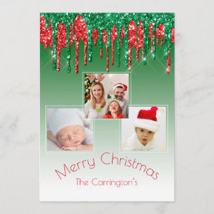 Carte Joyeux Noël Photo Parties scintillant Drift Trois