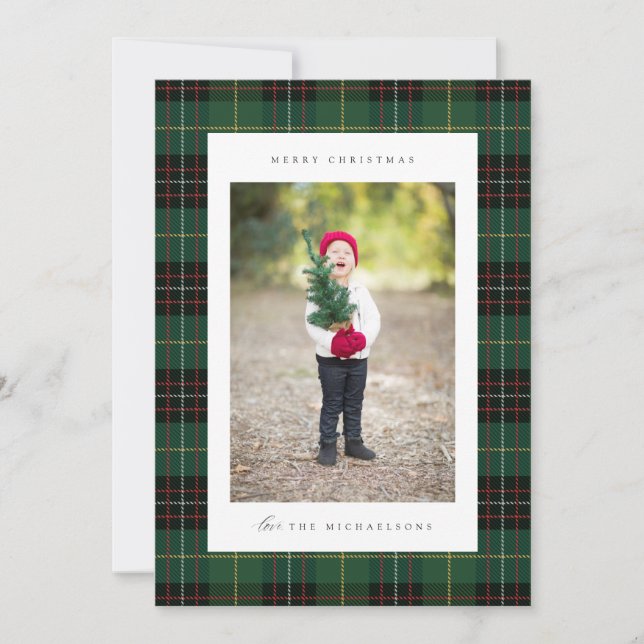 Carte Joyeux Noël Plaid | AJOUTER VOTRE PHOTO FAMILIALE (Devant)