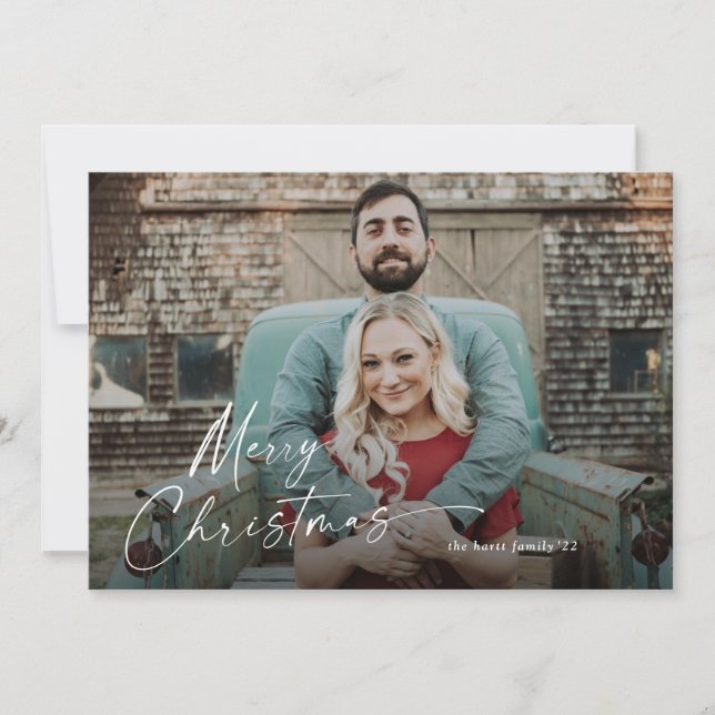 Carte Joyeux Noël plein saignement photo portrait (Devant)