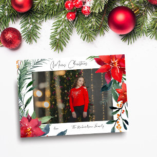 Carte Joyeux Noël Poinsettia Photo