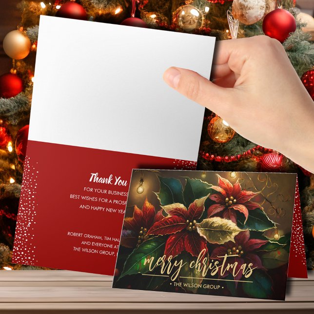 Carte Joyeux Noël Poinsettias Merci d'affaires (Créateur téléchargé)