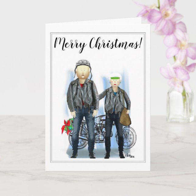 Carte Joyeux Noël pour le Couple Biker (Orchidée)
