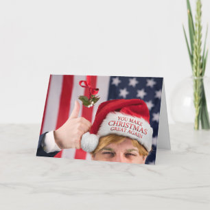 Carte Joyeux Noël pour tous Trump à Santa Hat