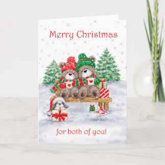Carte Joyeux Noël pour vous deux, couple Ours