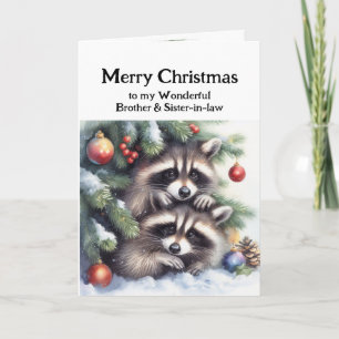 Carte Joyeux Noël Raccoons Frère et belle-soeur