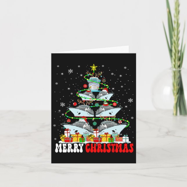 Carte Joyeux Noël Reindeer Elf Père Noël Cruise Ships Xm (Devant)
