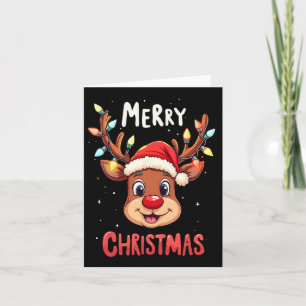 Carte Joyeux Noël Reindeer Rouge Père Noël Noël Hommes d