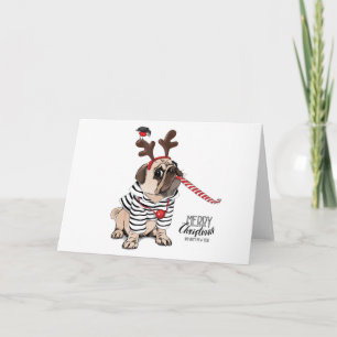 Carte Joyeux Noël Renne Pug