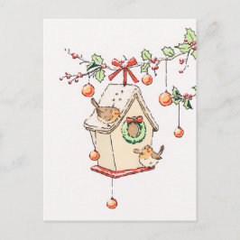 Carte Joyeux Noël, Robin Christmas card Postkarte