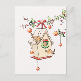 Carte Joyeux Noël, Robin Christmas card Postkarte
