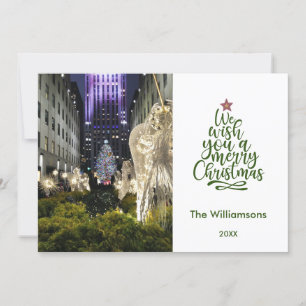 Carte Joyeux Noël Rockefeller Arbre et photo de famille