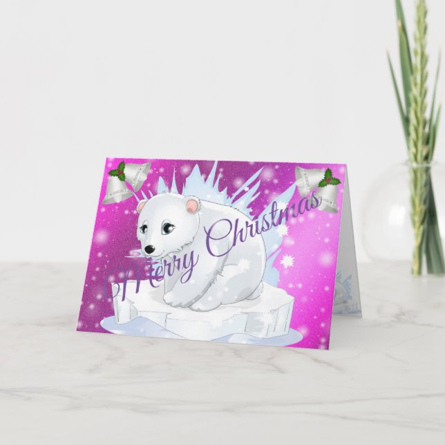 Carte Joyeux Noël rose (Devant)