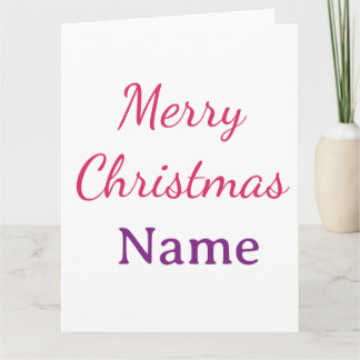 Carte joyeux noël rose bleu nom simple fêtes pas