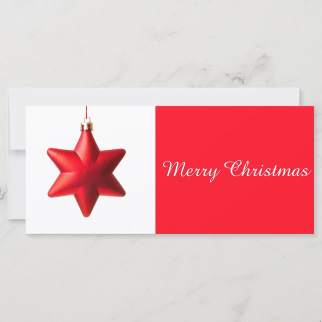 Carte Joyeux Noël Rouge étoile décoration avec texte (Devant)