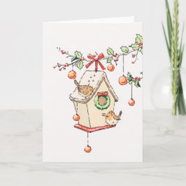 Carte Joyeux Noël rouge-gorge neige