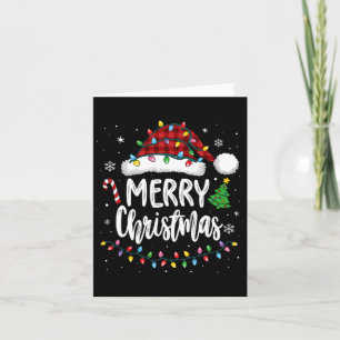 Carte Joyeux Noël Rouge Plaid Feux de famille Xmas Men W