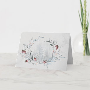 Carte Joyeux Noël Rustic Woodsy Watercolor  Wreath