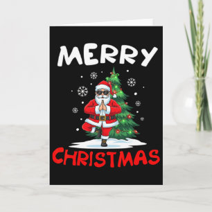 Carte Joyeux Noël Santa pratiquant amoureux de yoga