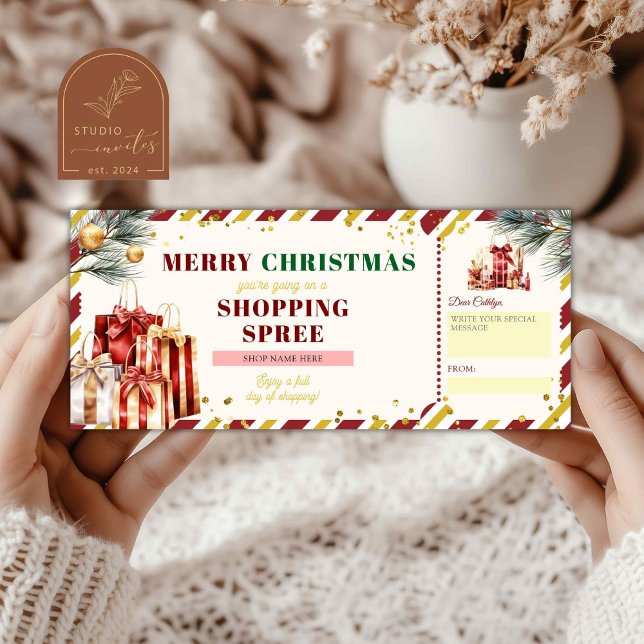 Carte Joyeux Noël Shopping Spree HolidayVoucher Cadeau (Créateur téléchargé)
