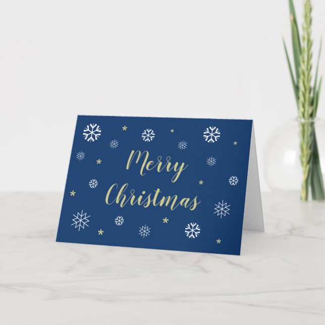 Carte Joyeux Noël Snowflakes Moderne Bleu Blanc (Devant)