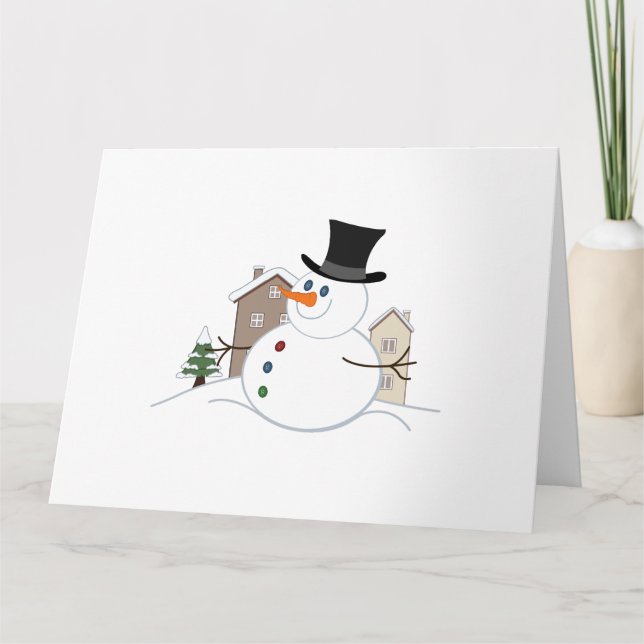 Carte Joyeux Noël Snowman Illustration Carrelage en céra (Devant)