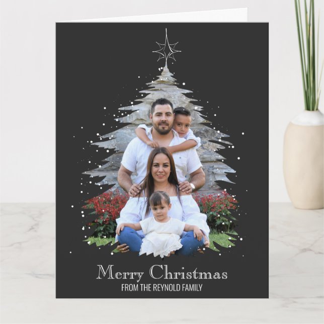 Carte Joyeux Noël tendance Silhouette Photo Grey (Devant)