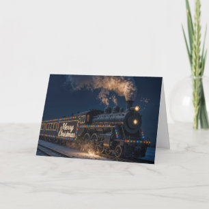 Carte Joyeux Noël Train Vintage Dans La Neige