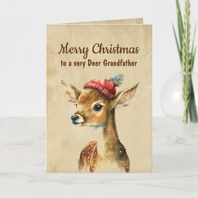 Carte Joyeux Noël Très Deer Grand-père (Devant)