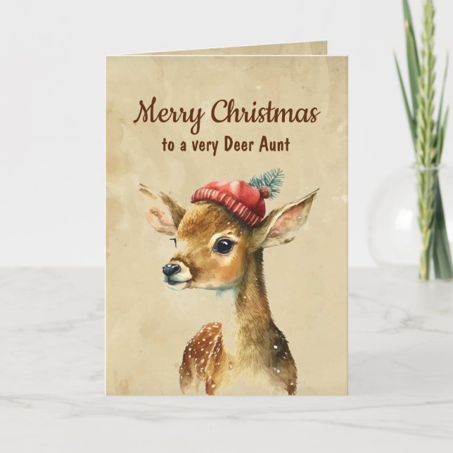 Carte Joyeux Noël Très Tante Deer (Devant)