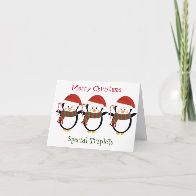CARTE JOYEUX NOËL "TRIPLETS SPÉCIAUX" (Devant)