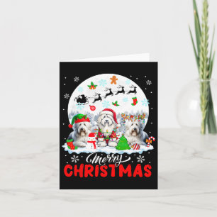 Carte Joyeux Noël Trois Père Noël Elfe Renne Barbu C