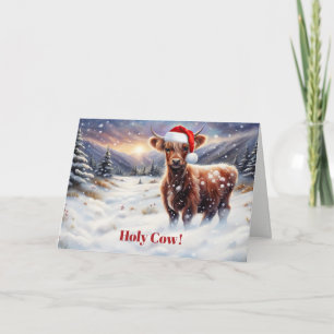 Carte Joyeux Noël Vacances Heureux Vache Highland Mignon