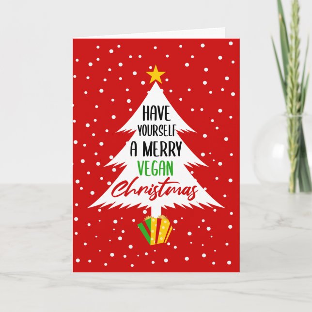 Carte Joyeux Noël Vegan personnalisé (Devant)