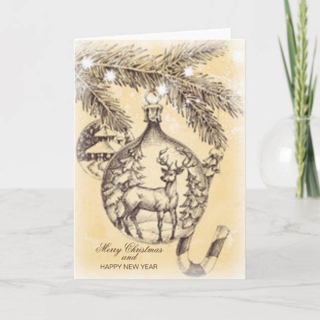 Carte Joyeux Noël vintage (Devant)