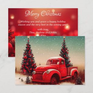 Carte Joyeux Noël vintage Camion Rouge