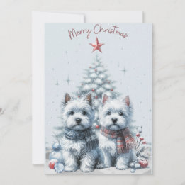 Carte Joyeux Noël Westie Paire