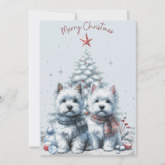 Carte Joyeux Noël Westie Paire